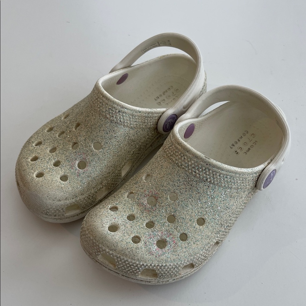 Kids Glitter Slip-On crocs - White/Cream